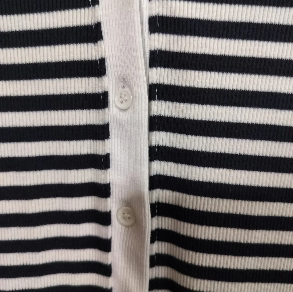 2960)Pretty Little Thing Thick Rib Striped Button Through Long Sleeve Dress 10 - Picture 7 of 11